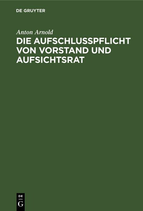 Die Aufschlusspflicht von Vorstand und Aufsichtsrat main product photo