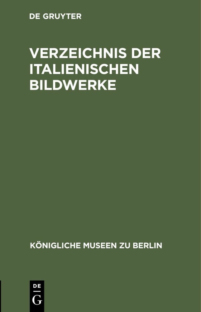 Verzeichnis der italienischen Bildwerke main product photo
