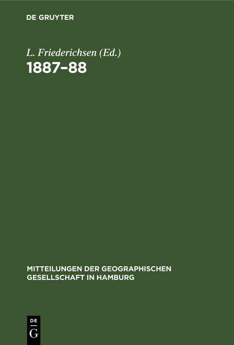 Mitteilungen der Geographischen Gesellschaft in Hamburg 1887-88 main product photo