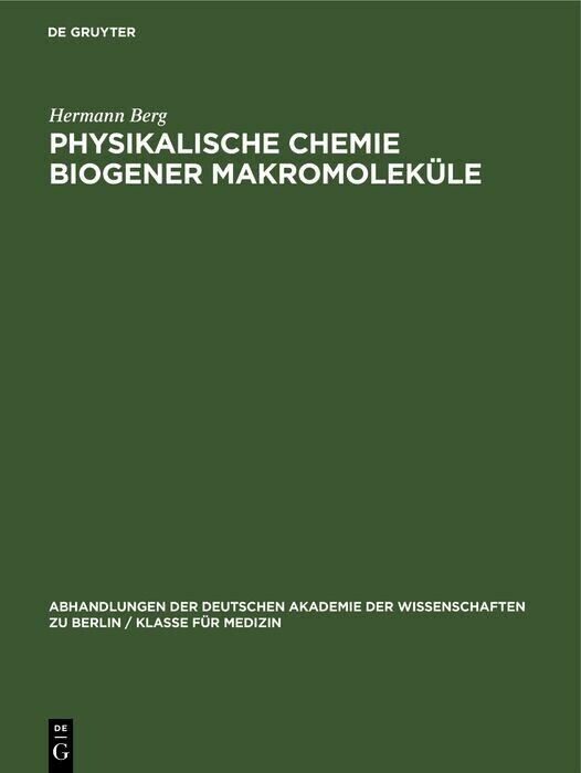Physikalische Chemie biogener Makromoleküle main product photo