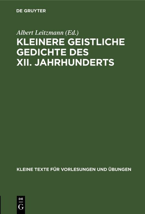 Kleinere geistliche Gedichte des XII. Jahrhunderts main product photo