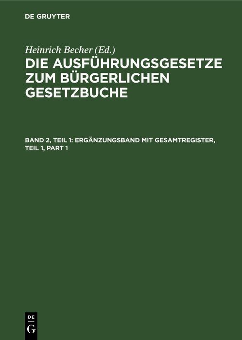 Ergänzungsband mit Gesamtregister, Teil 1 main product photo