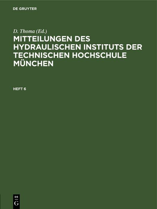 Mitteilungen des Hydraulischen Instituts der Technischen Hochschule München main product photo