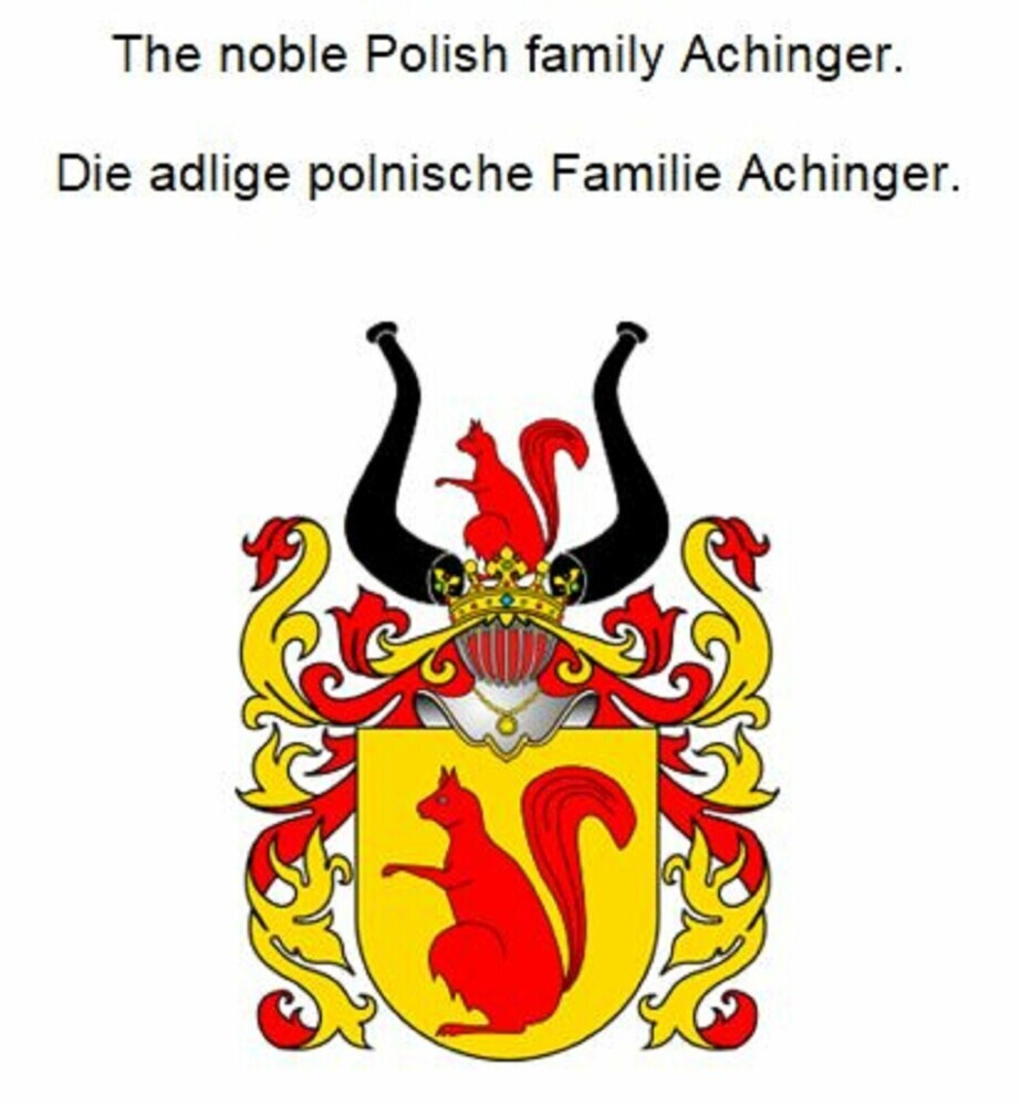 The noble Polish Achinger family. Die adlige polnische Familie Achinger. main product photo