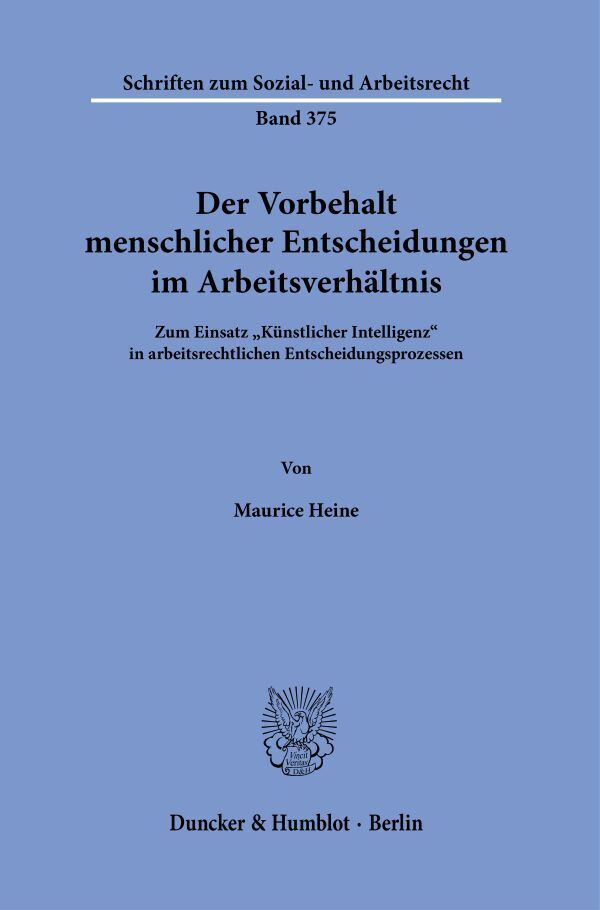 Der Vorbehalt menschlicher Entscheidungen im Arbeitsverhältnis. main product photo