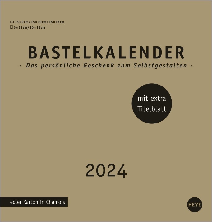Bastelkalender 2024 Premium gold mittel. Blanko-Kalender zum Basteln mit Spiralbindung und Monatskalendarium. Foto- und Bastelkalender 2024. main product photo