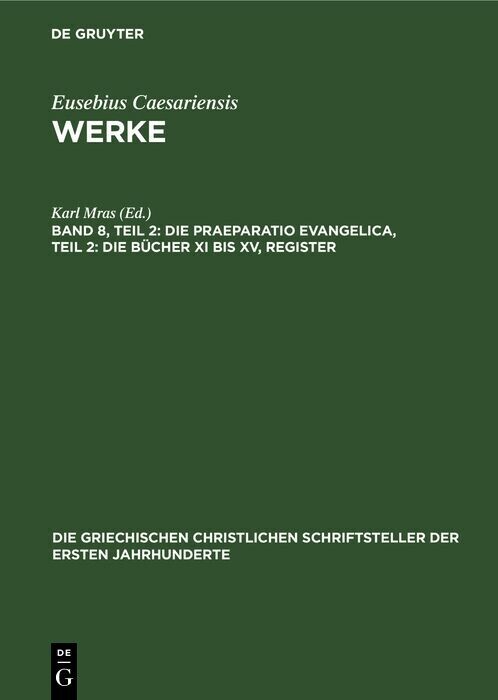 Die Praeparatio Evangelica, Teil 2: Die Bücher XI bis XV, Register main product photo