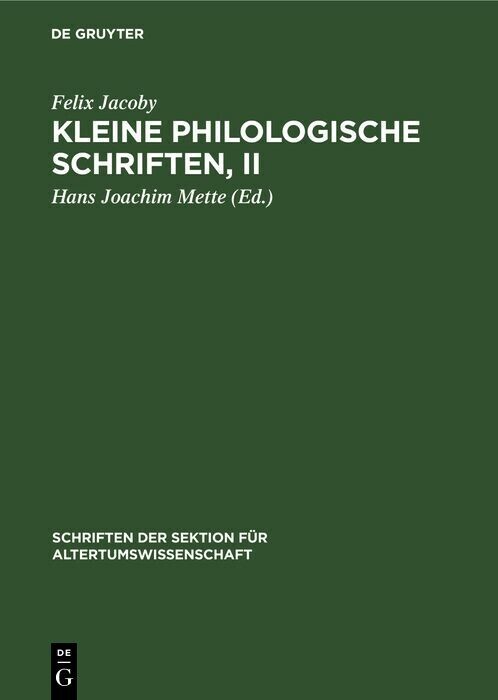 Kleine Philologische Schriften, II main product photo