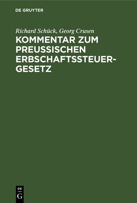 Kommentar zum Preußischen Erbschaftssteuergesetz main product photo