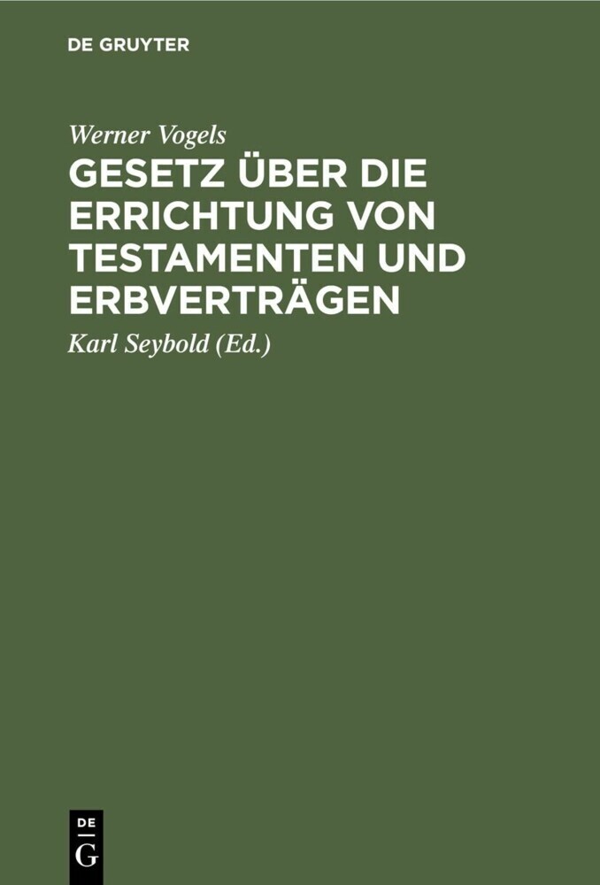 Gesetz über die Errichtung von Testamenten und Erbverträgen main product photo