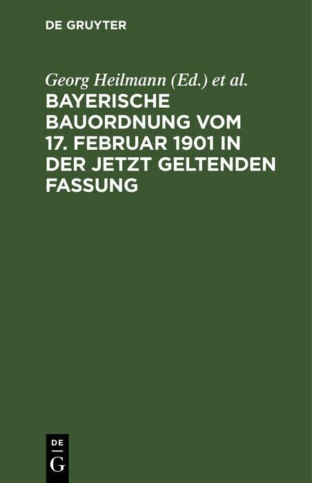 Bayerische Bauordnung vom 17. Februar 1901 in der jetzt geltenden Fassung main product photo