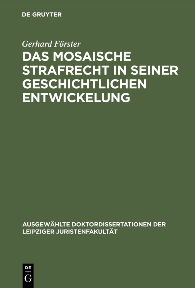 Das mosaische Strafrecht in seiner Geschichtlichen Entwickelung main product photo