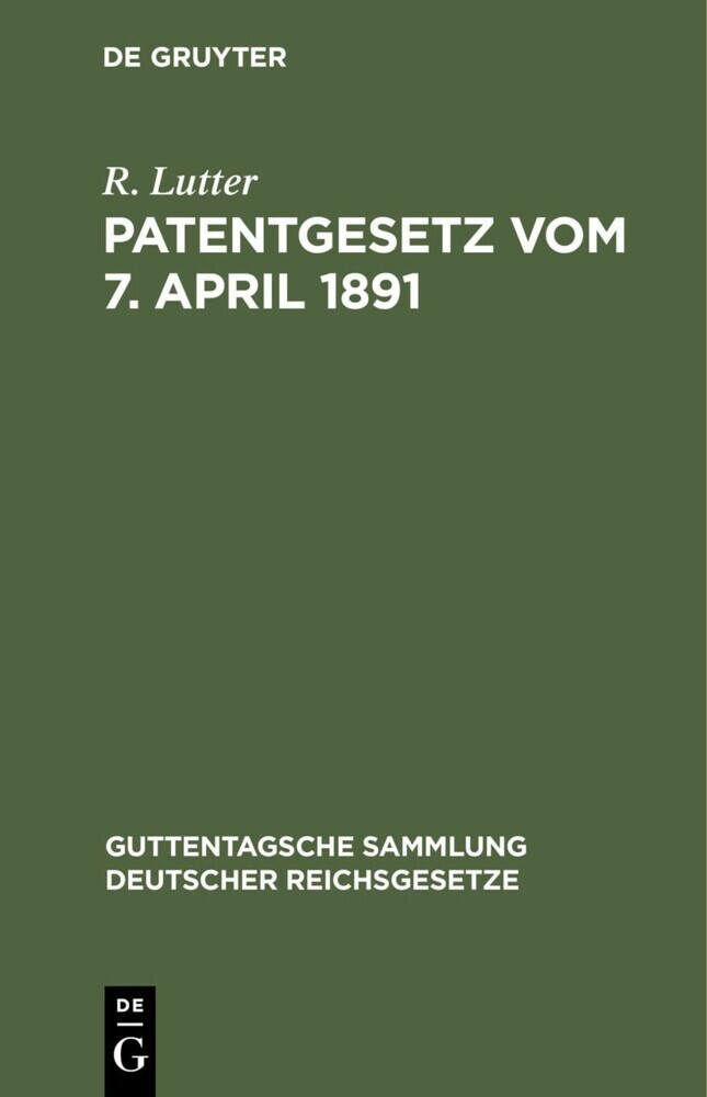 Patentgesetz vom 7. April 1891 main product photo