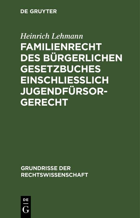 Familienrecht des Bürgerlichen Gesetzbuches einschließlich Jugendfürsorgerecht main product photo
