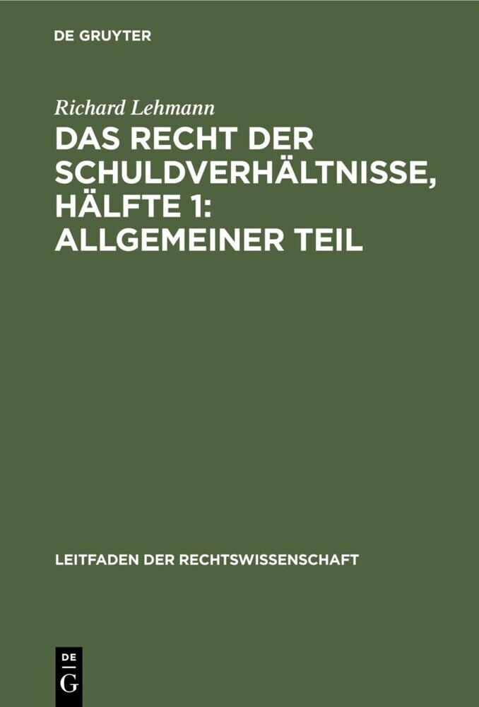 Das Recht der Schuldverhältnisse, Hälfte 1: Allgemeiner Teil main product photo