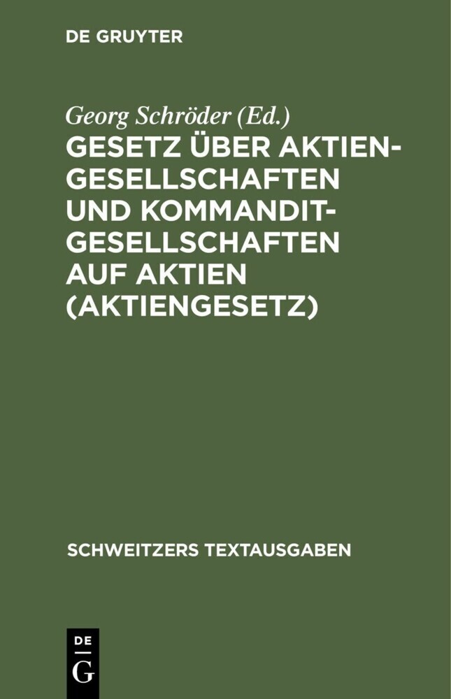 Gesetz über Aktiengesellschaften und Kommanditgesellschaften auf Aktien (Aktiengesetz) main product photo