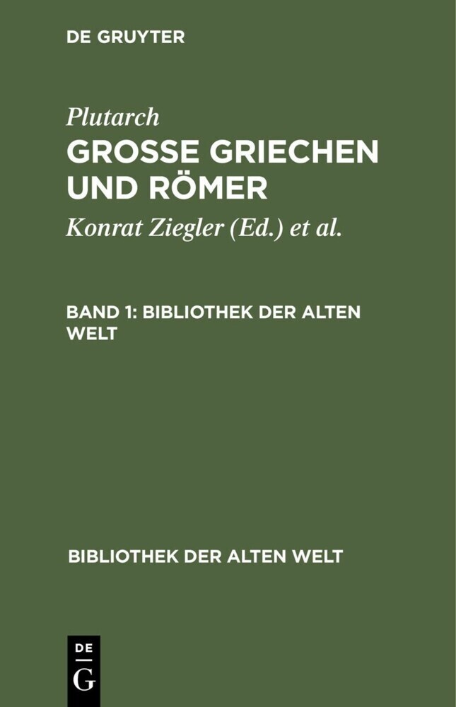 Plutarch: Grosse Griechen und Römer. Band 1 main product photo