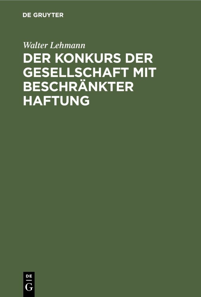 Der Konkurs der Gesellschaft mit beschränkter Haftung main product photo