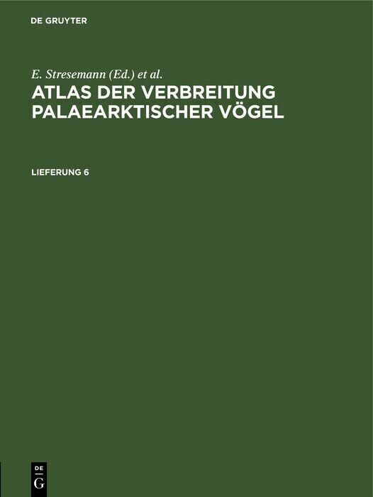 Atlas der Verbreitung palaearktischer Vögel. Lieferung 6 main product photo