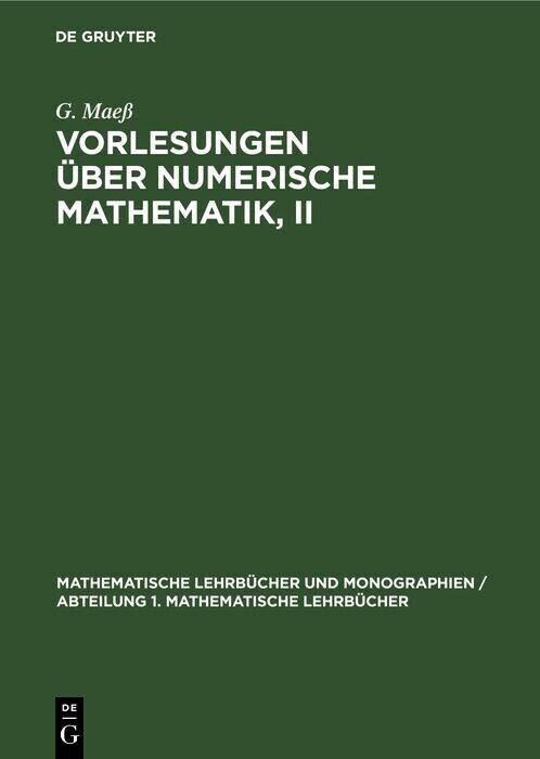 Vorlesungen über numerische Mathematik, II main product photo
