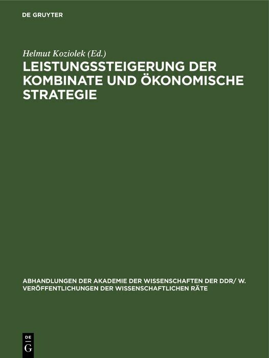 Leistungssteigerung der Kombinate und ökonomische Strategie main product photo