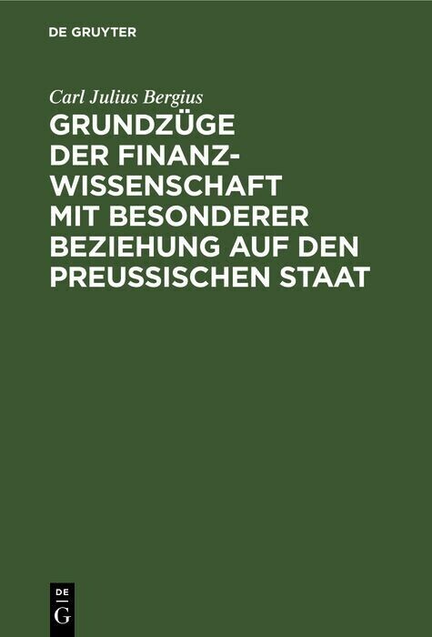 Grundzüge der Finanzwissenschaft mit besonderer Beziehung auf den preußischen Staat main product photo
