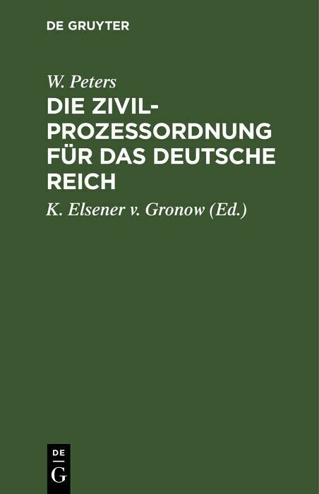 Die Zivilprozeßordnung für das Deutsche Reich main product photo