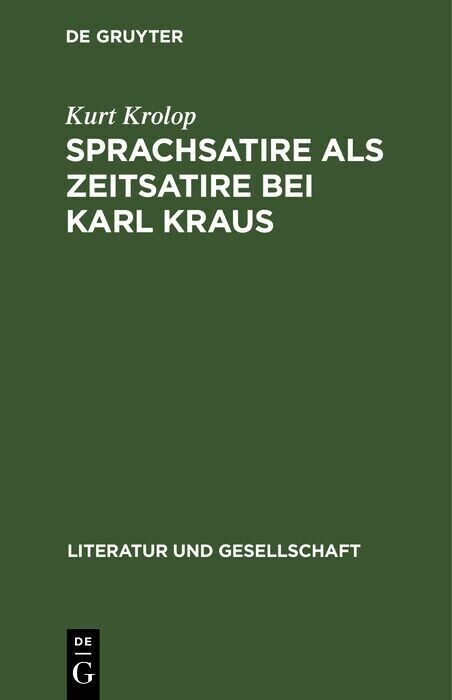 Sprachsatire als Zeitsatire bei Karl Kraus main product photo