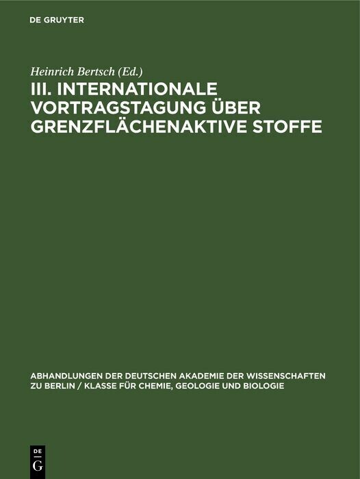 III. Internationale Vortragstagung über Grenzflächenaktive Stoffe main product photo