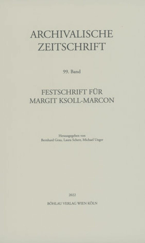 Archivalische Zeitschrift 99 (2022) main product photo