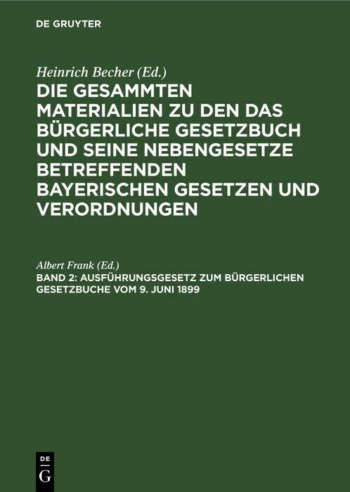 Ausführungsgesetz zum Bürgerlichen Gesetzbuche vom 9. Juni 1899 main product photo