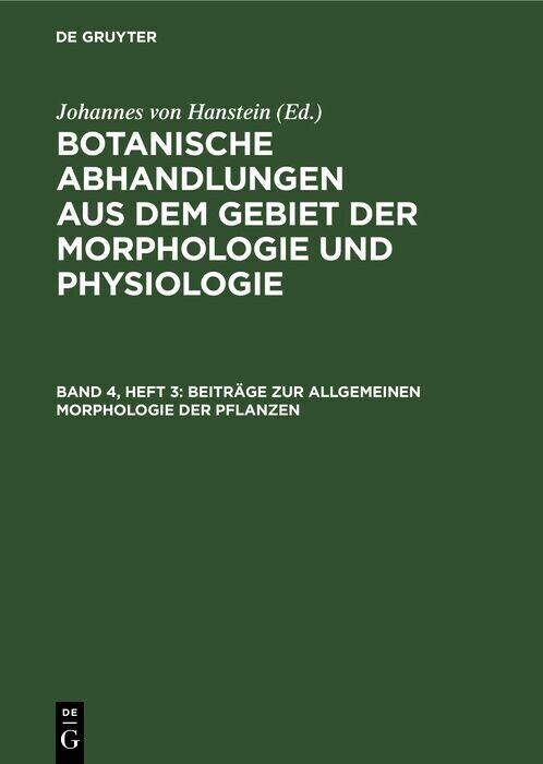 Beiträge zur allgemeinen Morphologie der Pflanzen main product photo