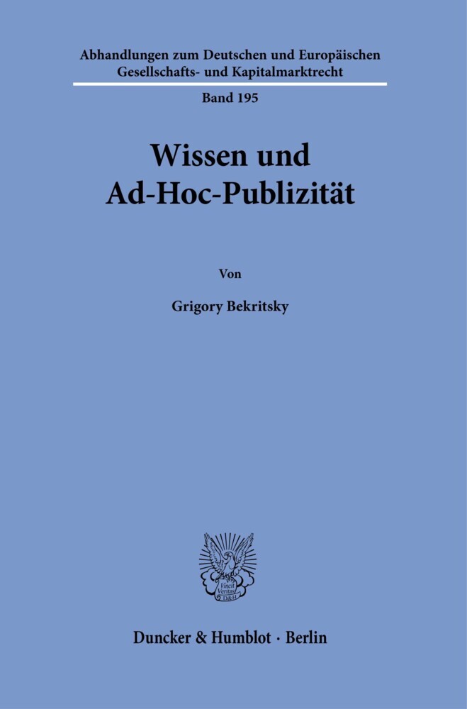 Wissen und Ad-Hoc-Publizität. main product photo