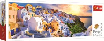 Puzzle 1000 Panorama  Sonnenuntergang in Santorini, Griechenland