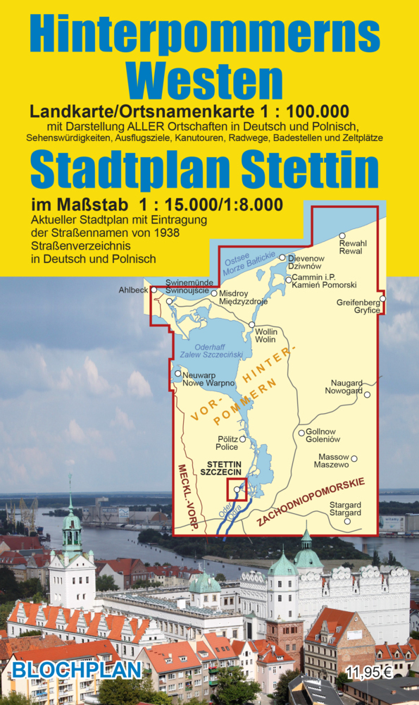 Landkarte Hinterpommerns Westen und Stadtplan Stettin main product photo