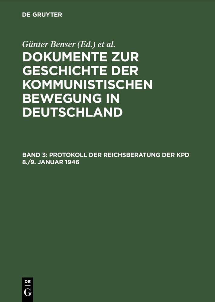 Protokoll der Reichsberatung der KPD 8./9. Januar 1946 main product photo