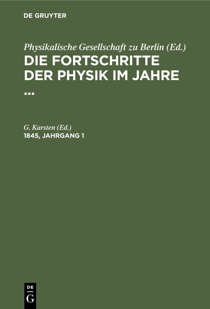 Die Fortschritte der Physik im Jahre .... 1845, Jahrgang 1 main product photo