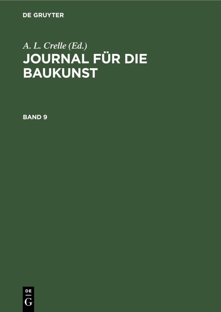 Journal für die Baukunst. Band 9 main product photo