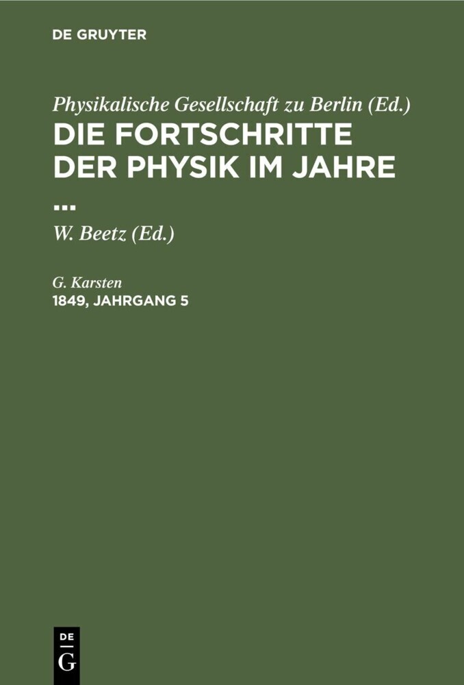 Die Fortschritte der Physik im Jahre .... 1849, Jahrgang 5 main product photo