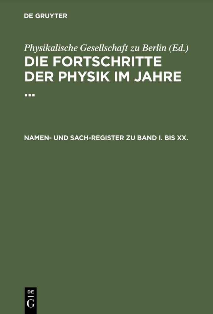 Namen- und Sach-Register zu Band I. bis XX. main product photo