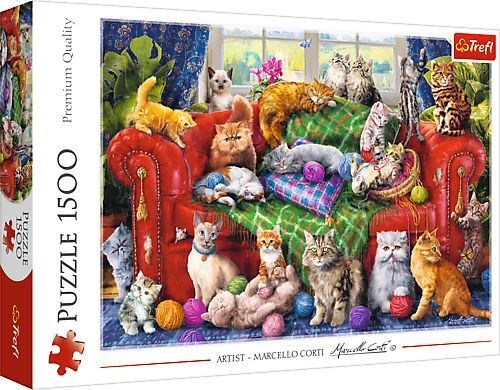 Puzzle 1500 - Katzen auf dem Sofa main product photo