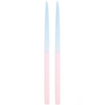 Spitzkerzen 28 cm, Dip Dye, Blau/Rosa