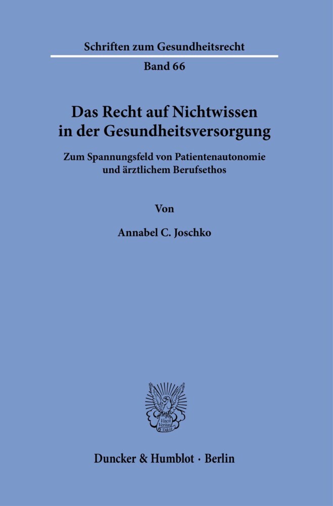 Das Recht auf Nichtwissen in der Gesundheitsversorgung. main product photo