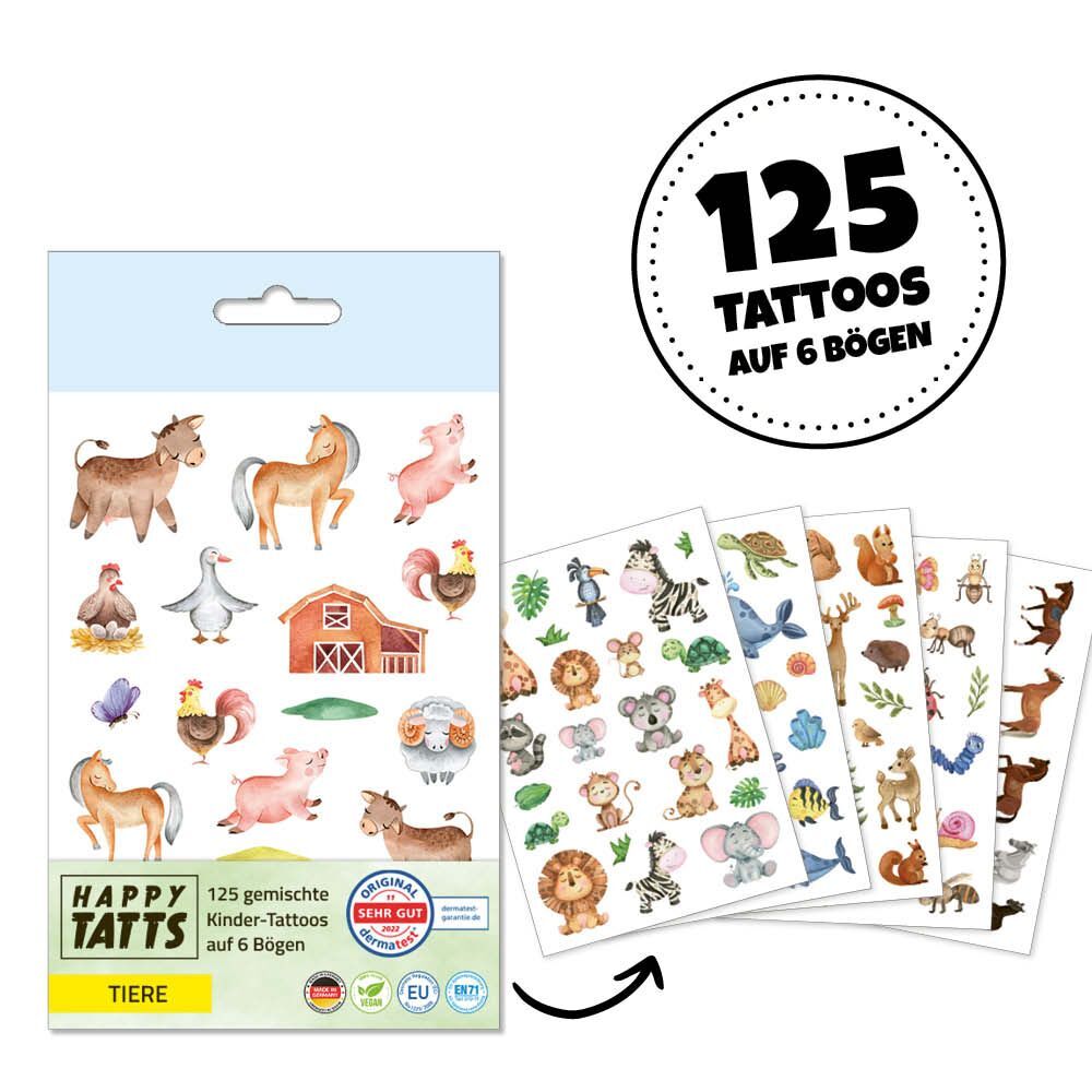 Happy Tatts, Kinder-Tattoos 'Tiere' (125 Stk.) main product photo