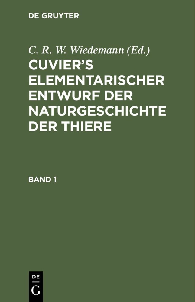 Cuvier's Elementarischer Entwurf der Naturgeschichte der Thiere. Band 1 main product photo