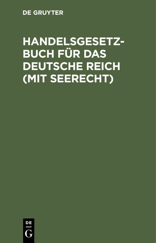 Handelsgesetzbuch für das deutsche Reich (mit Seerecht) main product photo
