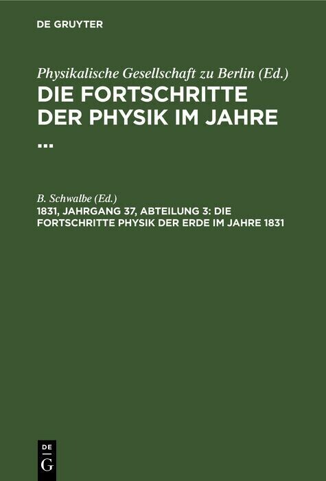 Die Fortschritte Physik der Erde im Jahre 1831 main product photo