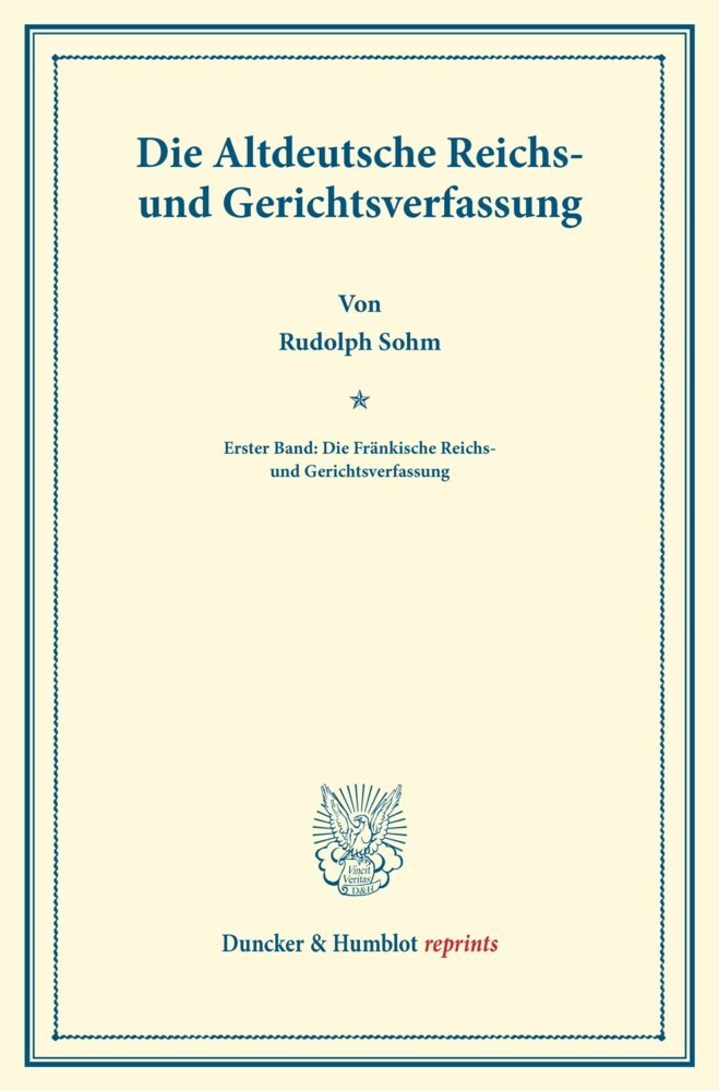 Die Altdeutsche Reichs- und Gerichtsverfassung. main product photo