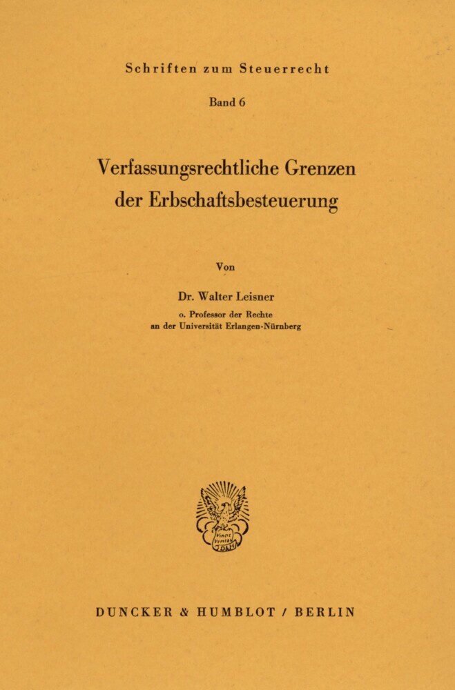 Verfassungsrechtliche Grenzen der Erbschaftsbesteuerung. main product photo