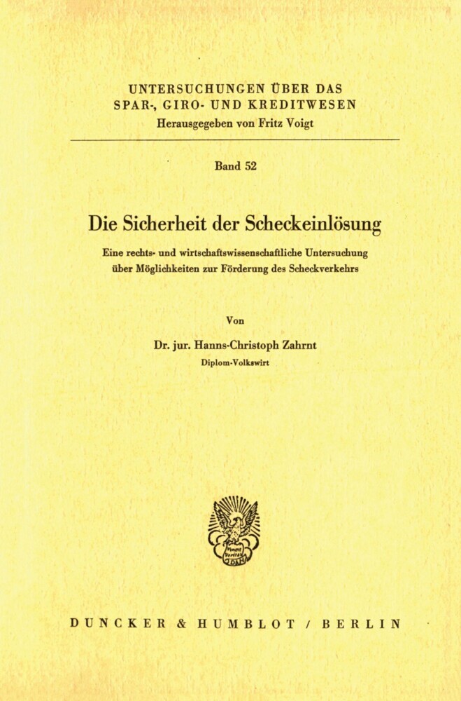 Die Sicherheit der Scheckeinlösung. main product photo